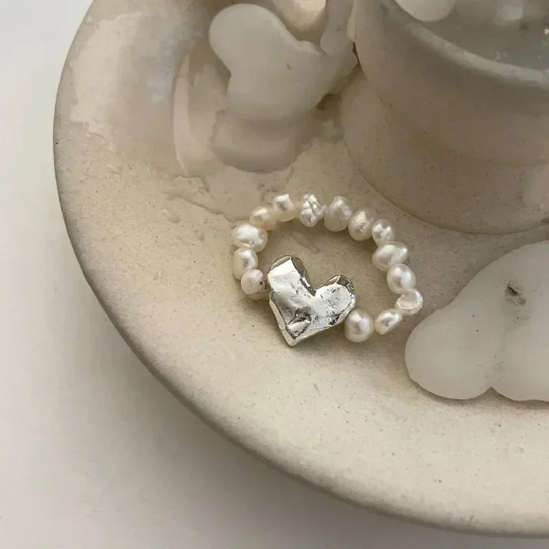 Elegant Pearl Heart Ring