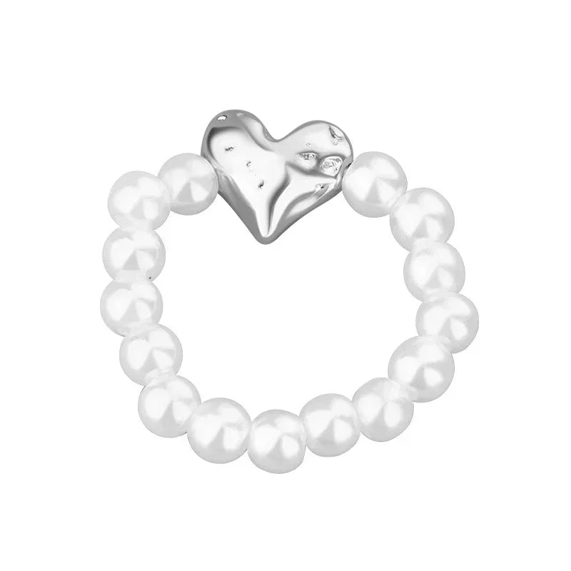 Elegant Pearl Heart Ring
