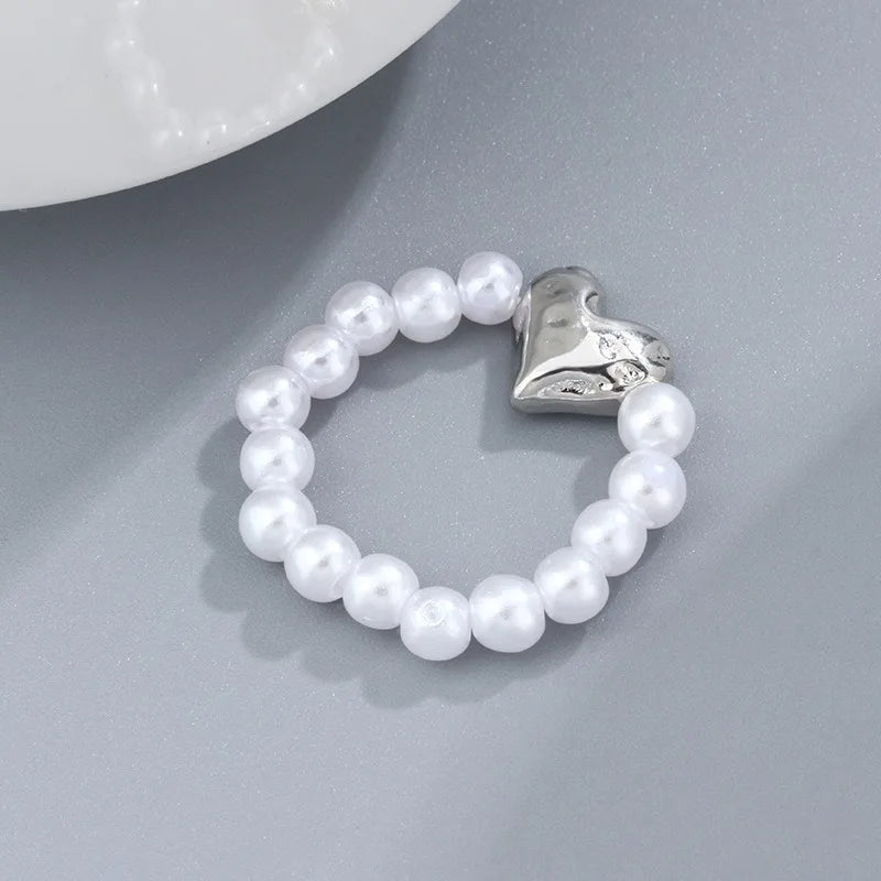 Elegant Pearl Heart Ring