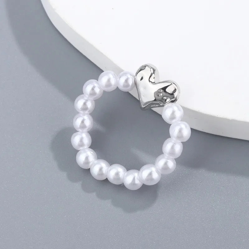 Elegant Pearl Heart Ring